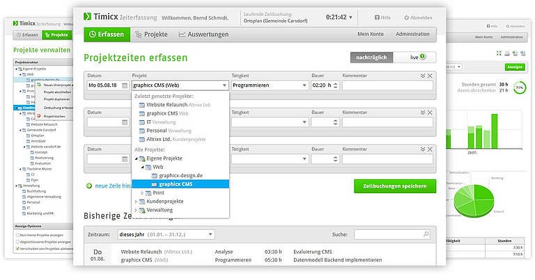 Timicx zeiterfassung lexoffice 3 fach screenshot