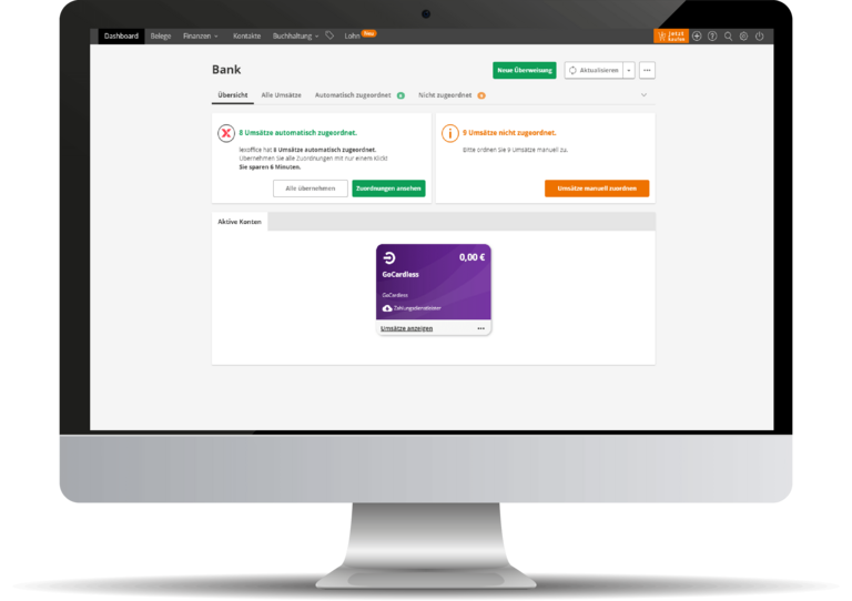 Screenshot der Umsatzzuordnung mit GoCardless von SepaHeld