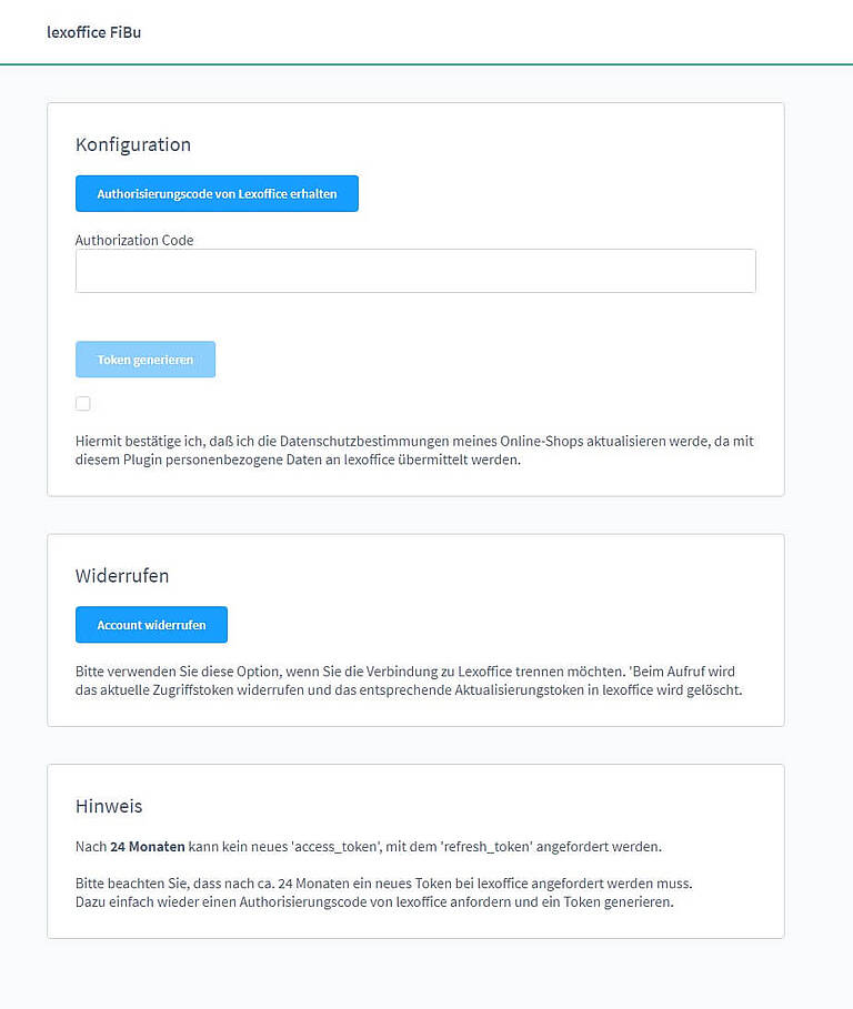 Konfiguration von Shopware Fibu by Shopsy