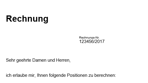 Briefausschnitt: Rechnung